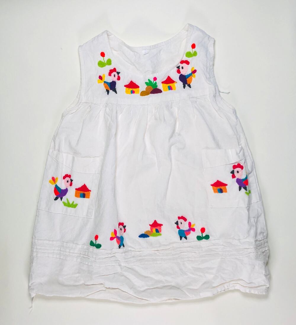 GIRLS HAND MADE EMBROIDERED DRESS SIZE 3/4